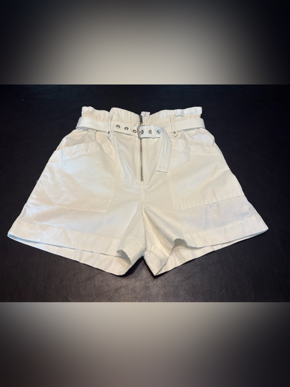 Banana Republic Linen Blend High-Waist Utility Shorts with Belted Waist Sz 8 NWT